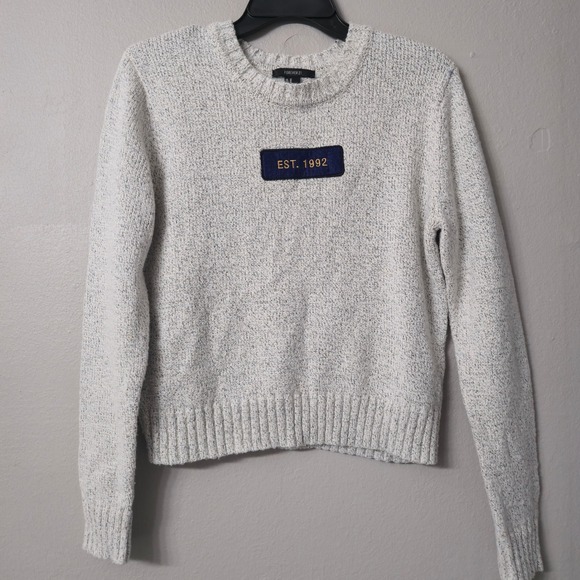 Forever 21 Sweaters - Forever 21 Grey Marled Crew Neck Sweater EST 1992 Patch Medium